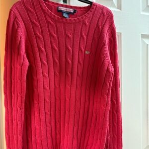 Vineyard Vines Women's Red Cable Knit Sweater